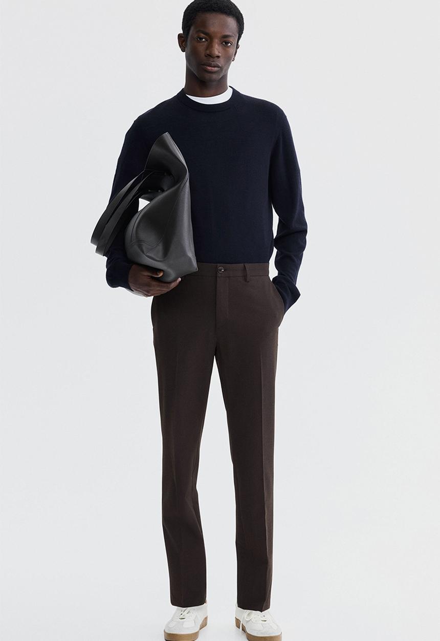H&M - Slim fit tailored trousers - dark brown