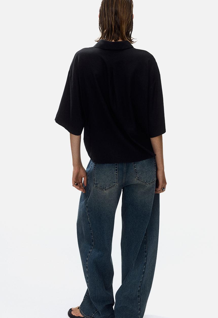 H&M - Oversized linen-blend shirt - black