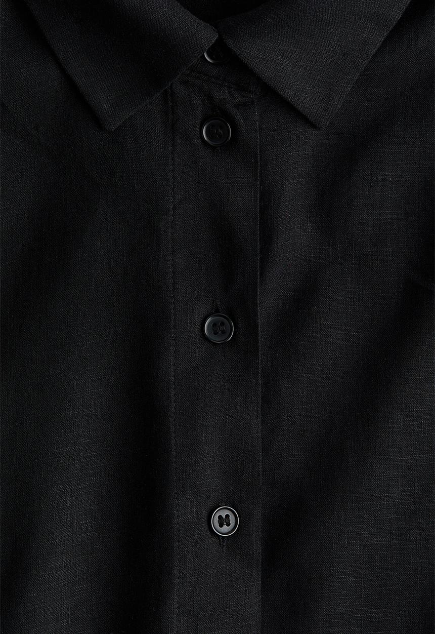 H&M - Oversized linen-blend shirt - black