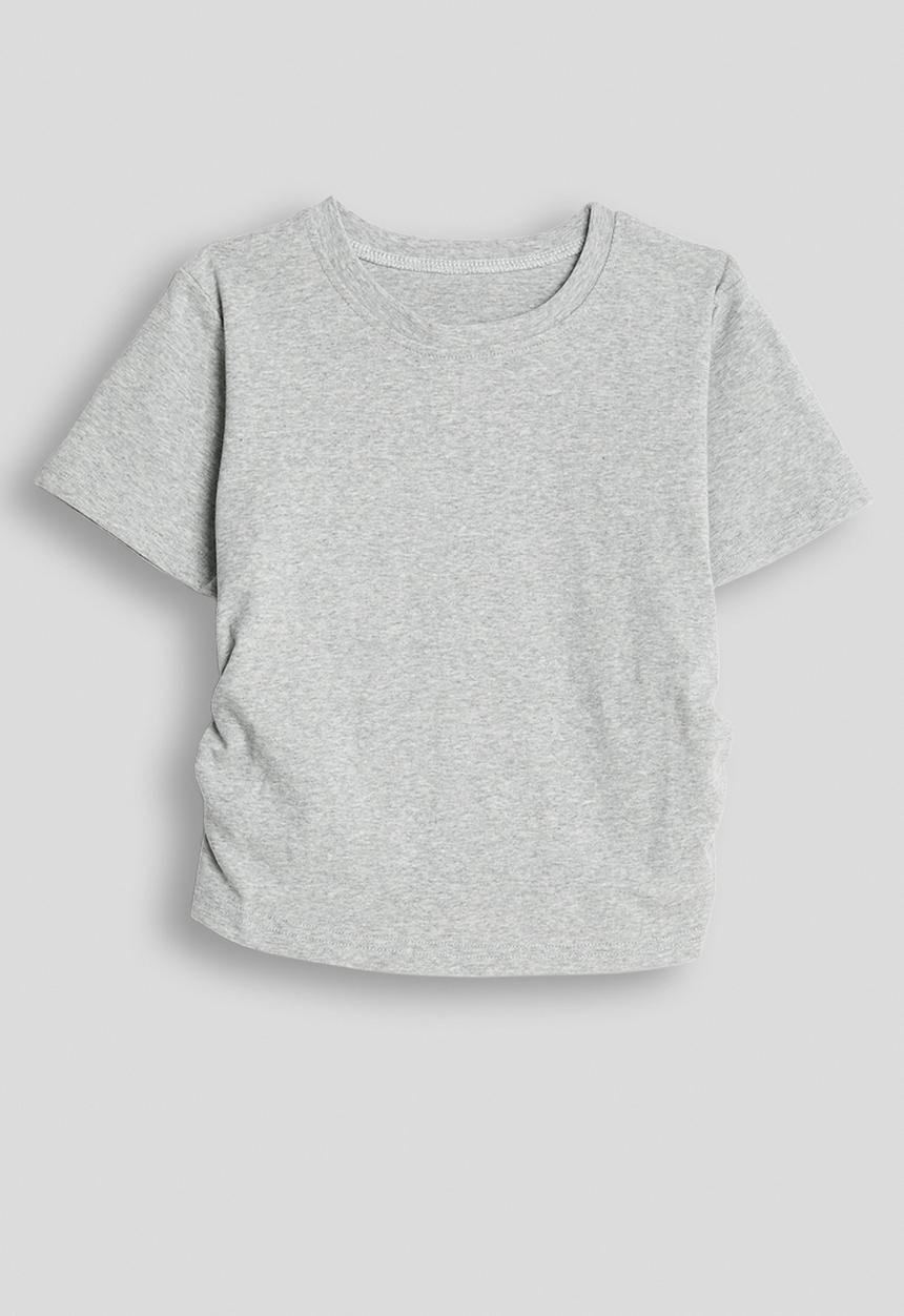 Pop Candy - Side ruched tee - grey 