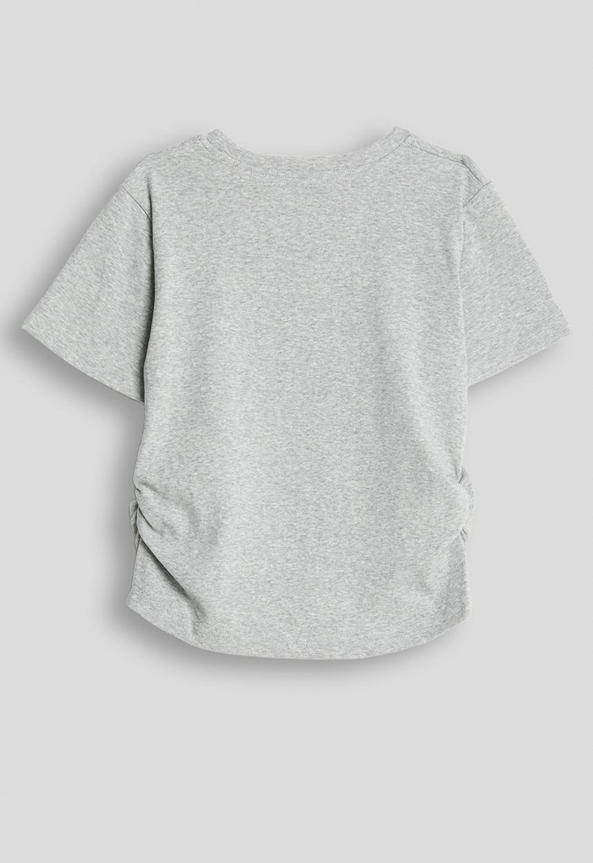 Pop Candy - Side ruched tee - grey 