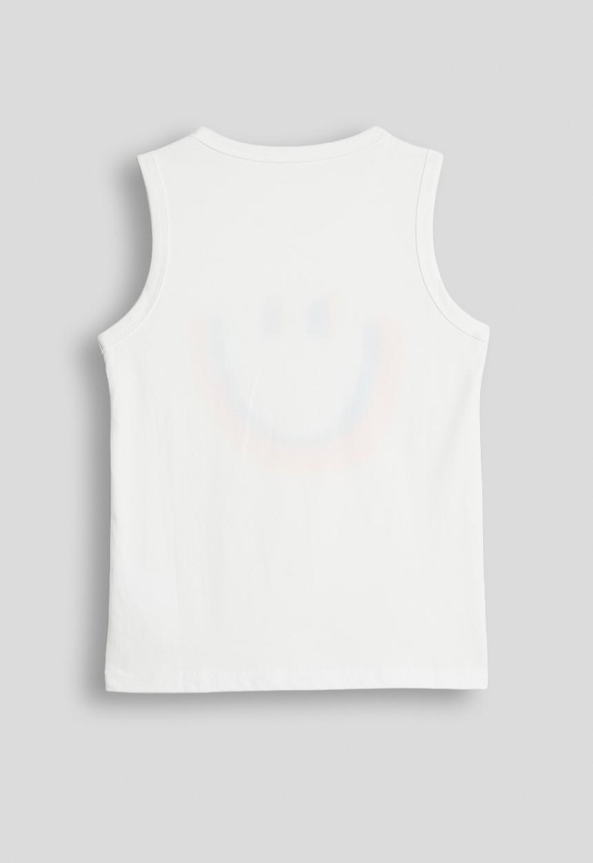 Pop Candy - Smiley placement tank top - white
