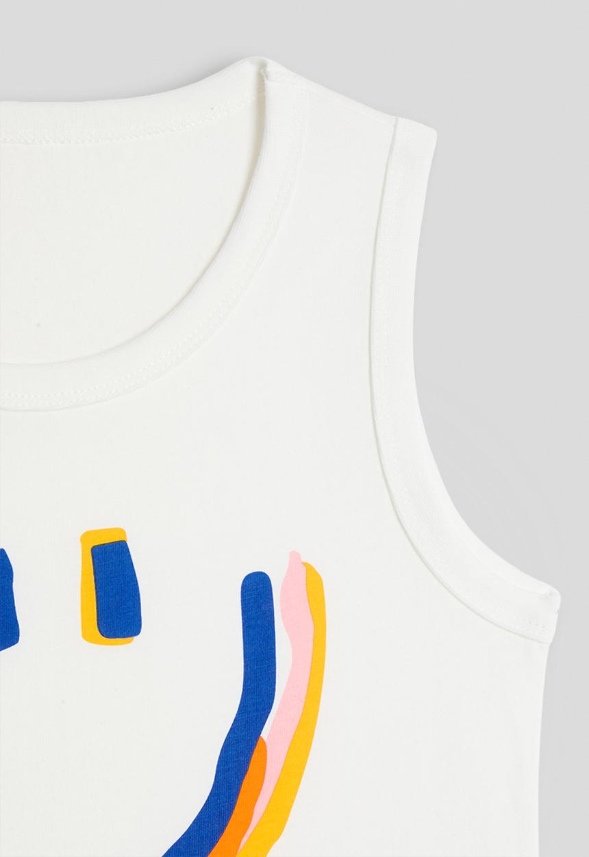 Pop Candy - Smiley placement tank top - white