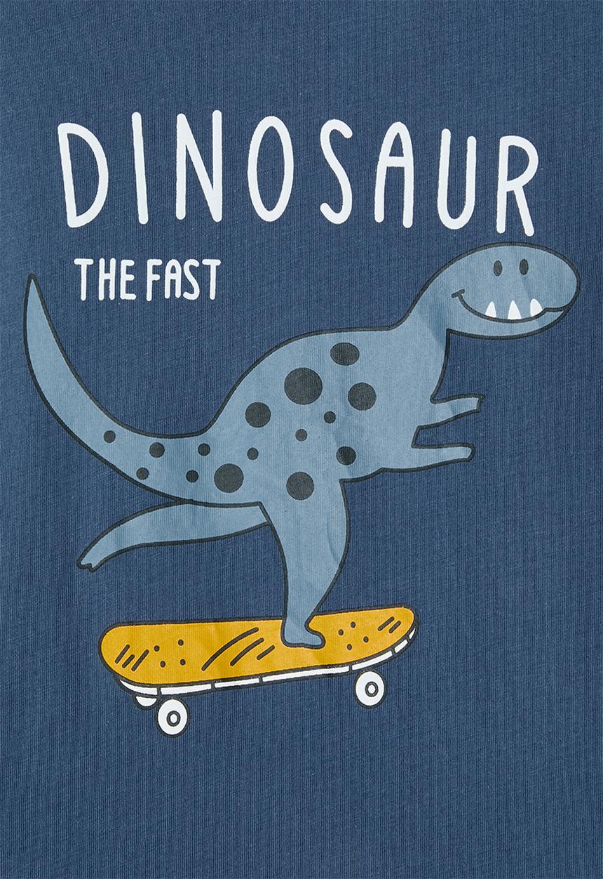 Pop Candy - Slogan crew neck tee - blue/dinosaur
