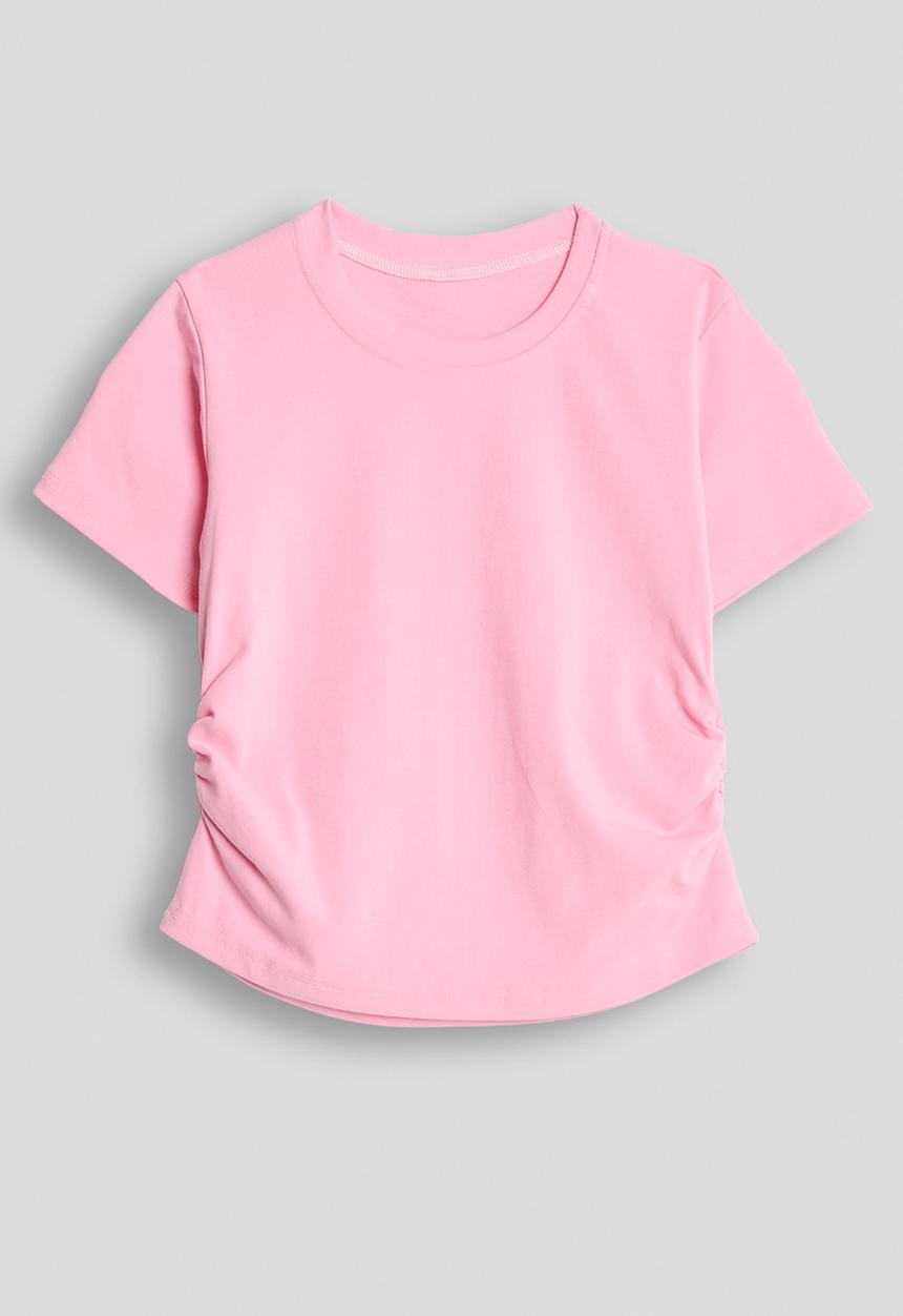 Pop Candy - Side ruched tee - pink
