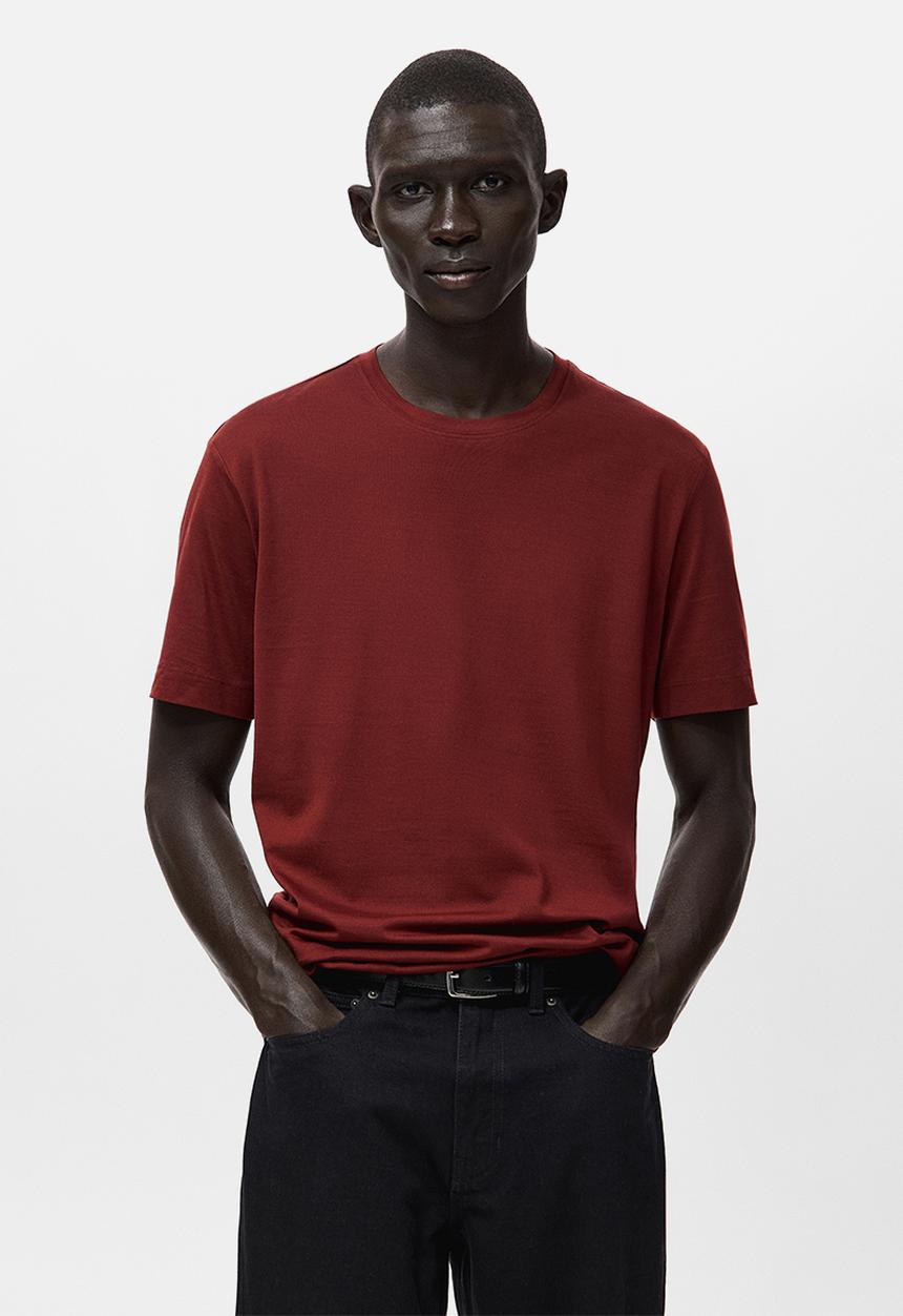 MANGO - T-Shirt Bellow - Dark Red