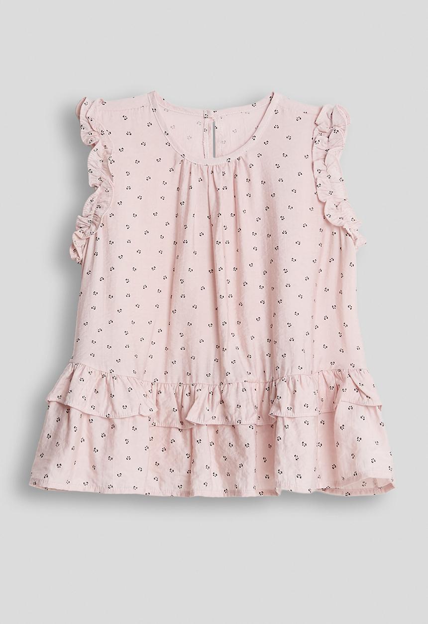 Pop Candy - Sleevelss ruffled blouse - dusty pink