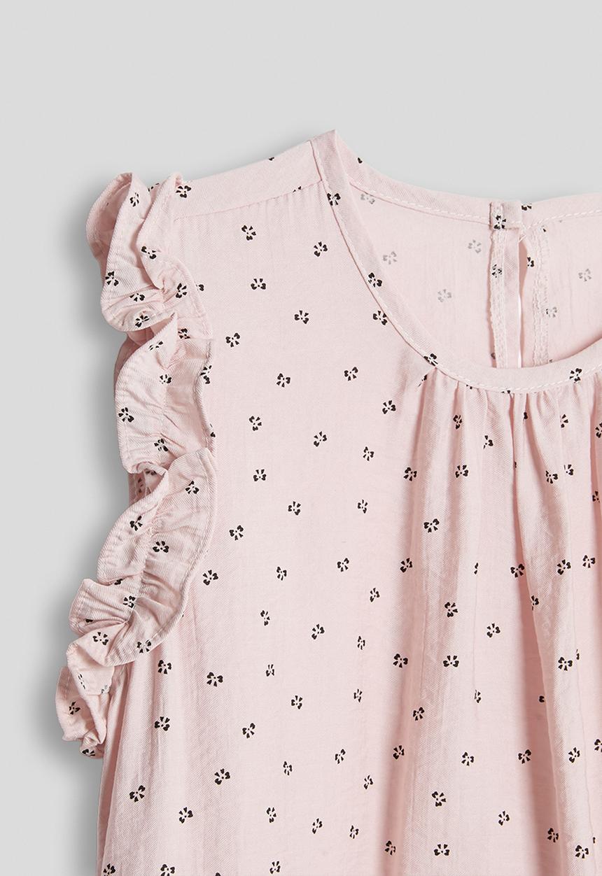 Pop Candy - Sleevelss ruffled blouse - dusty pink