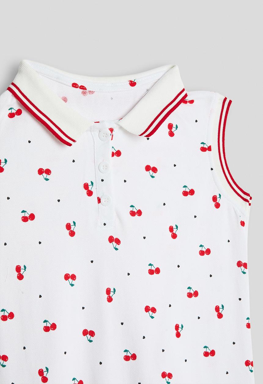 Pop Candy - Sleeveless polo dress - white / aop