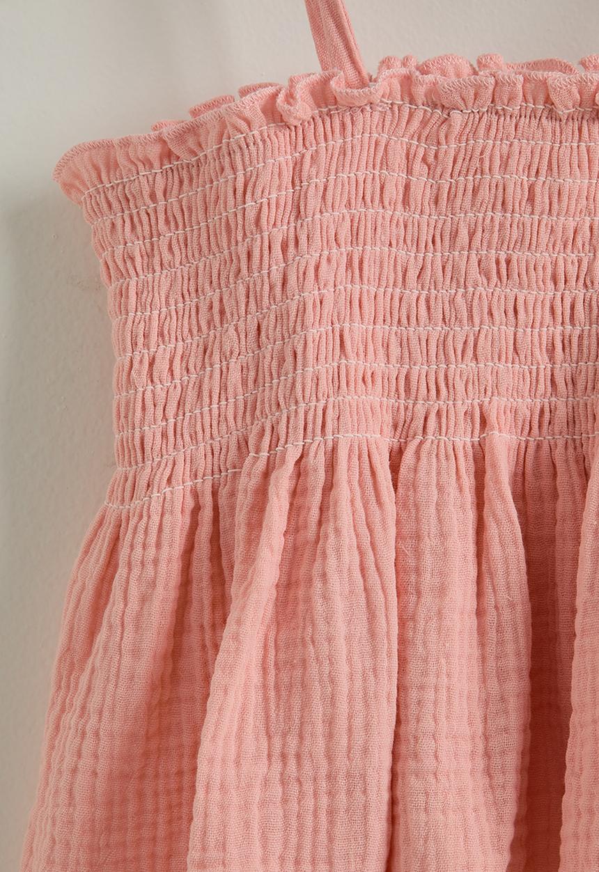 Pop Candy - Shirred top with wide leg pants - pink