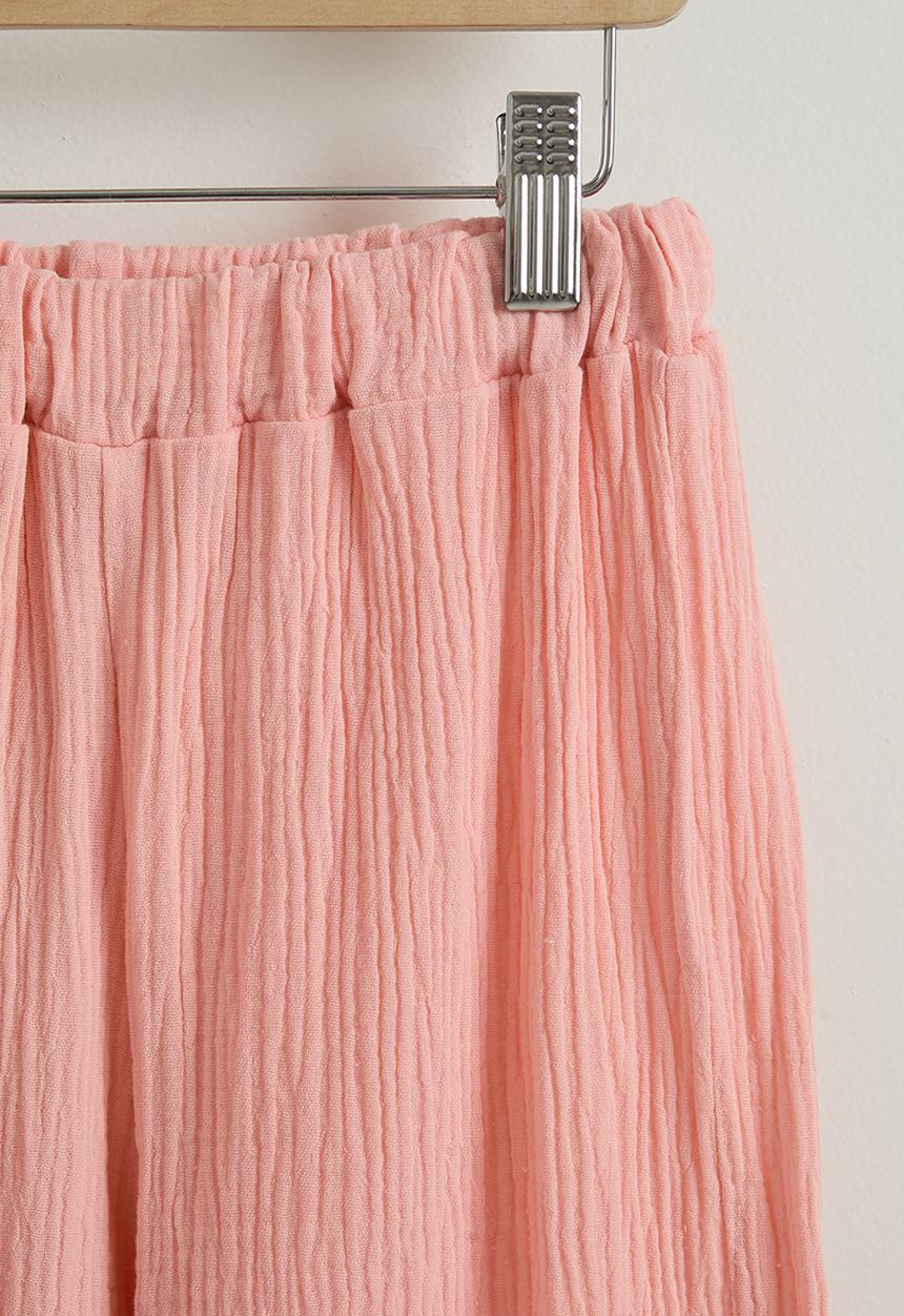 Pop Candy - Shirred top with wide leg pants - pink