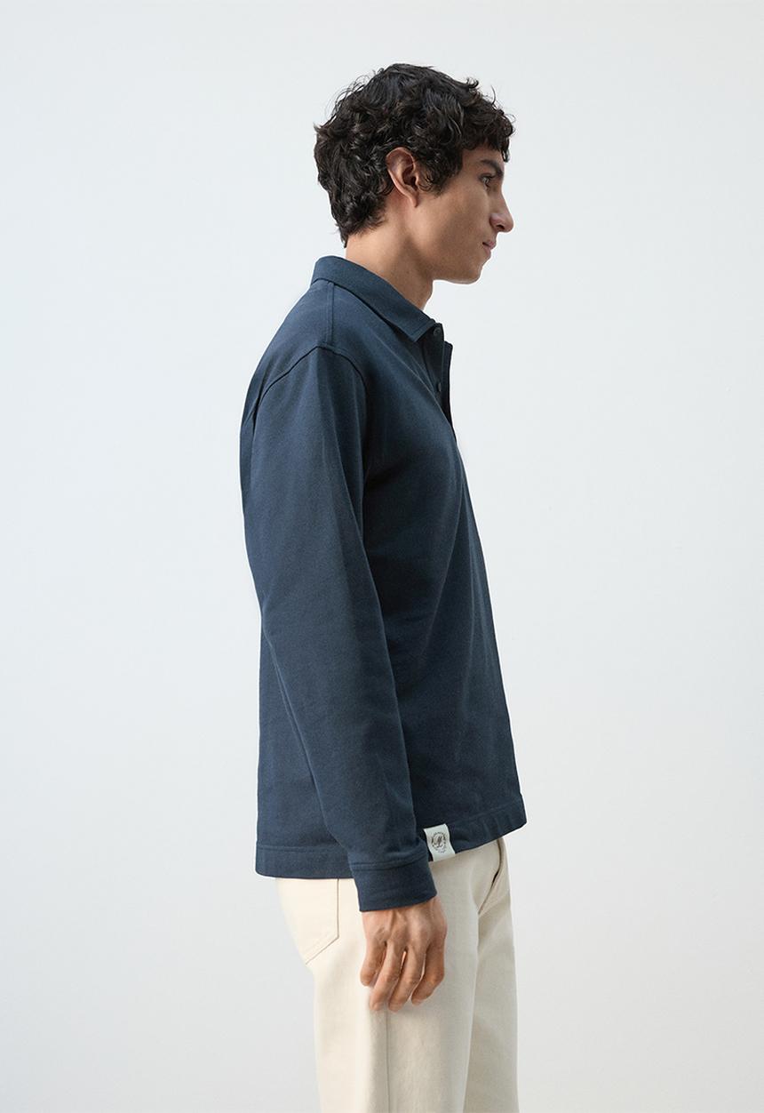 MANGO - Legacyp 100% Cotton Polo Shirt with Graphic Embroider - Navy