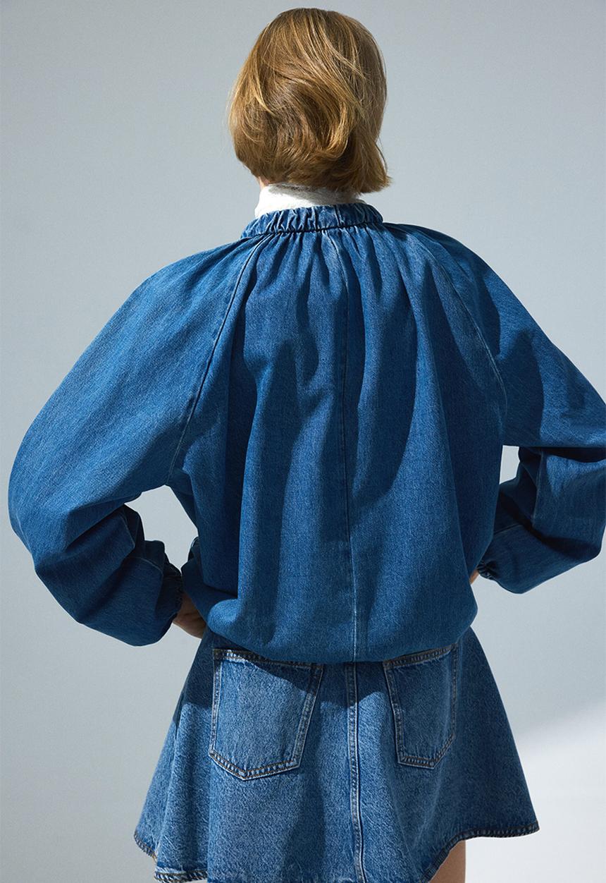 H&M - Gathered bomber jacket - denim blue