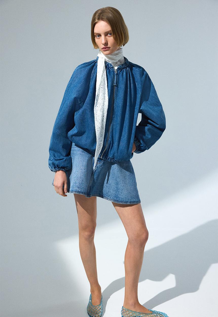 H&M - Gathered bomber jacket - denim blue