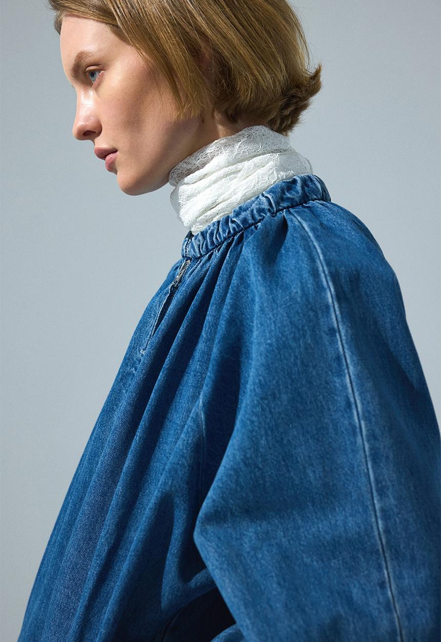 H&M - Gathered bomber jacket - denim blue