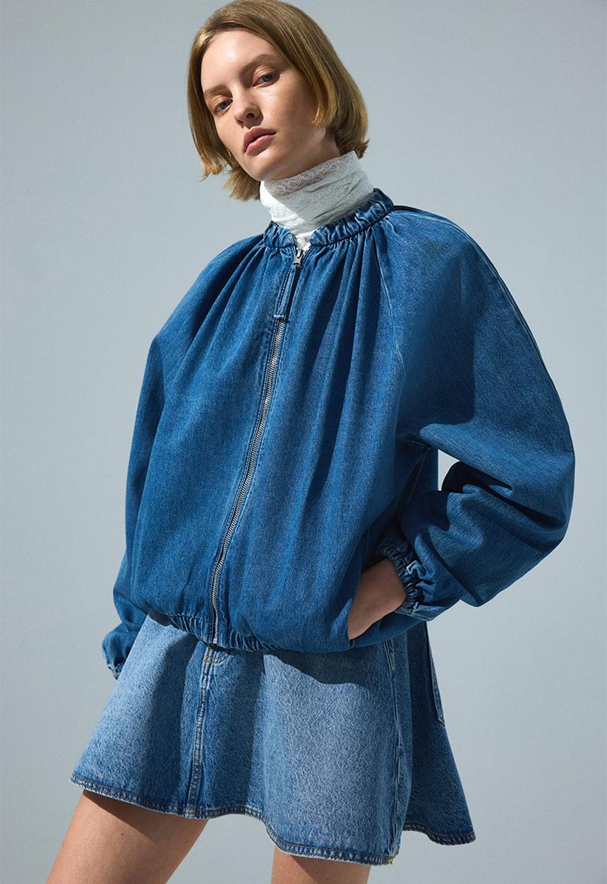 H&M - Gathered bomber jacket - denim blue