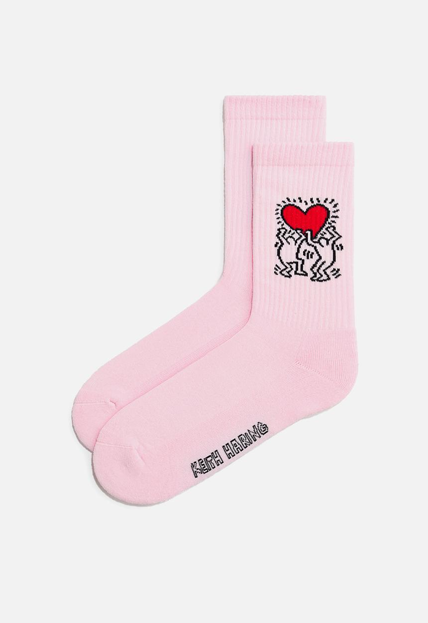 H&M - Motif-detail socks - pink/keith haring