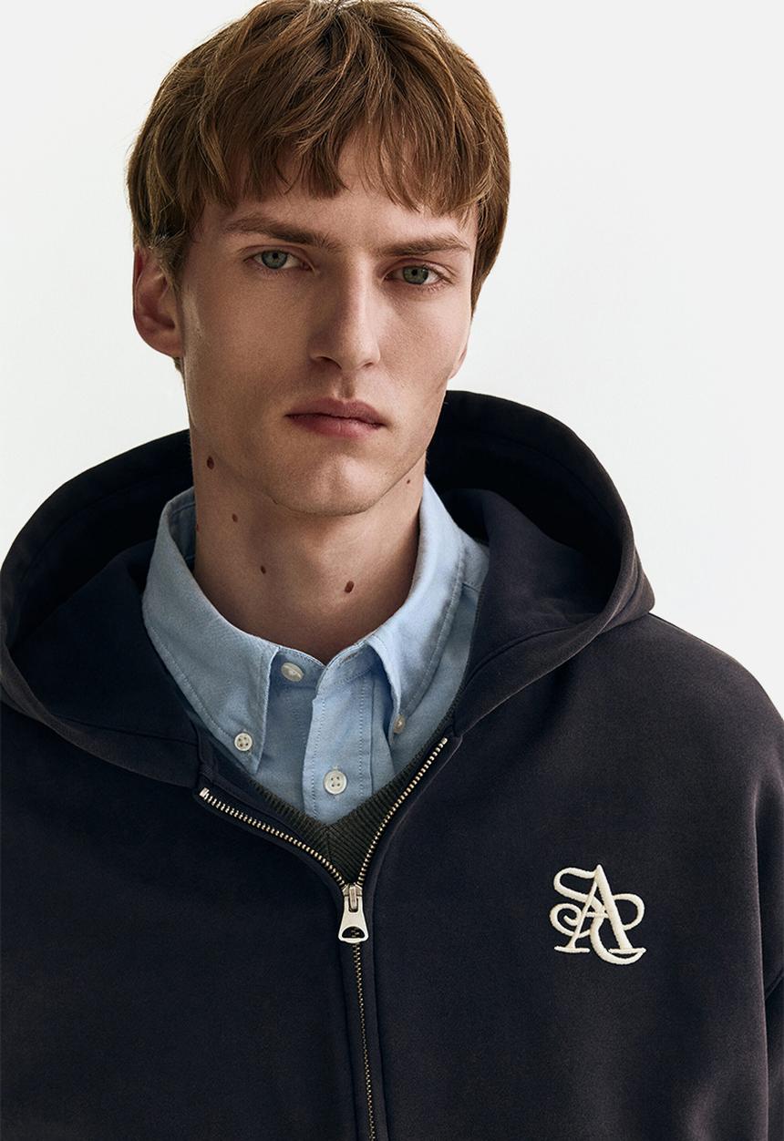 H&M - Loose fit zip-through hoodie - navy blue/asc