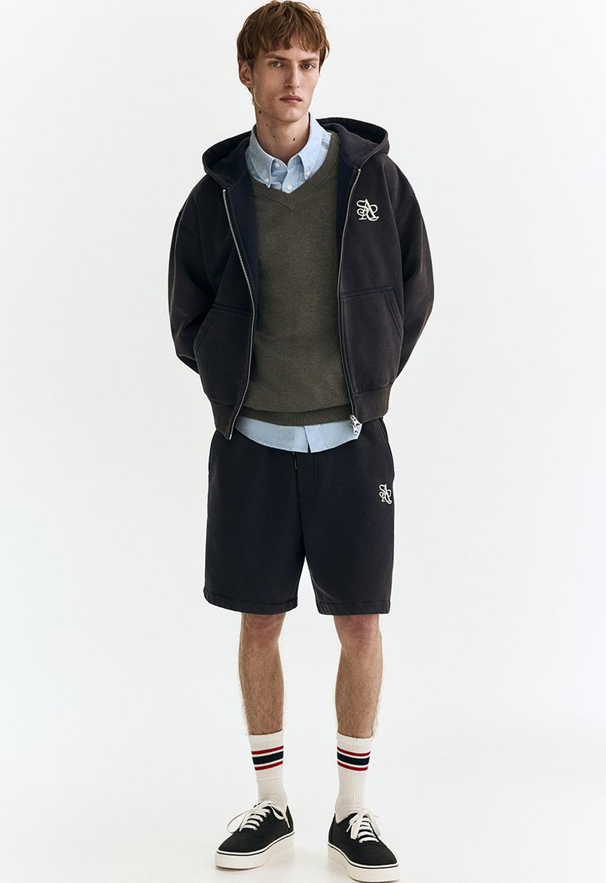 H&M - Loose fit zip-through hoodie - navy blue/asc