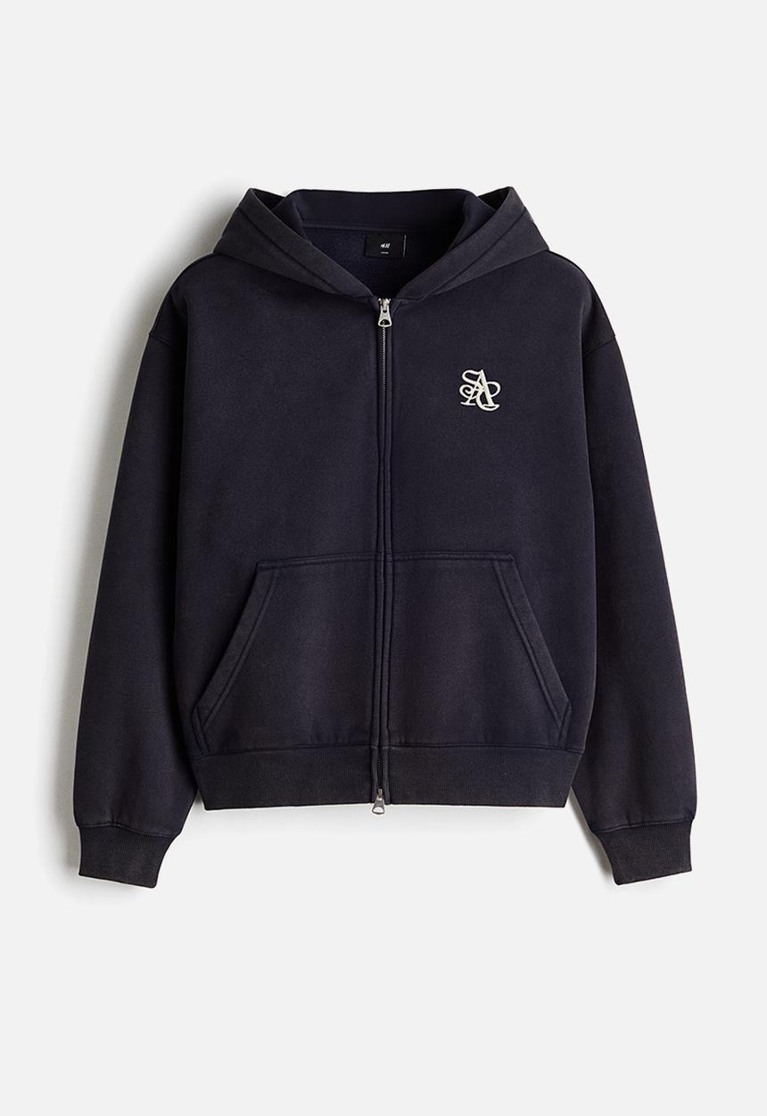 H&M - Loose fit zip-through hoodie - navy blue/asc