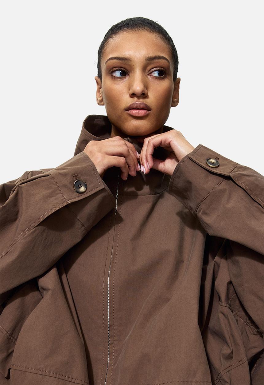 H&M - Bubble-hem cotton jacket - brown