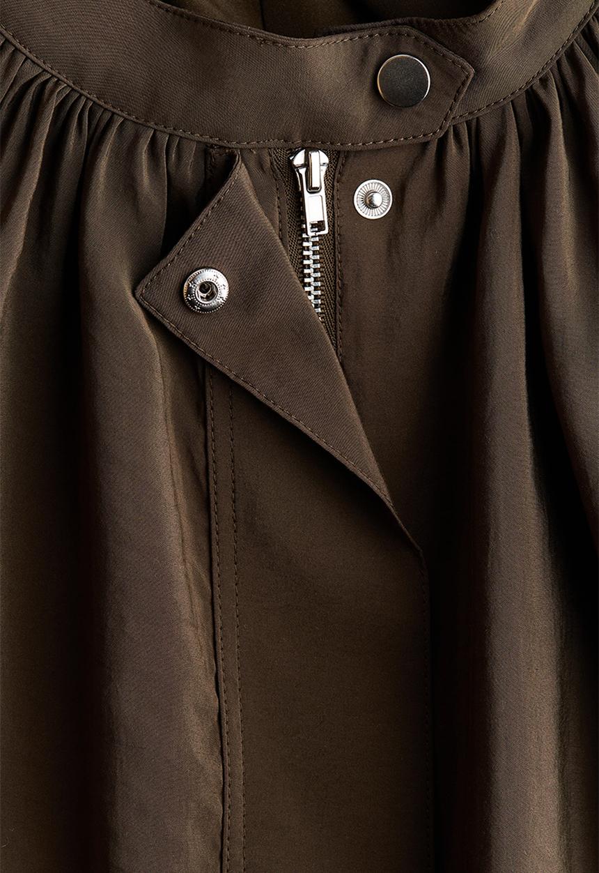 H&M - Balloon-sleeved modal jacket - dark khaki green