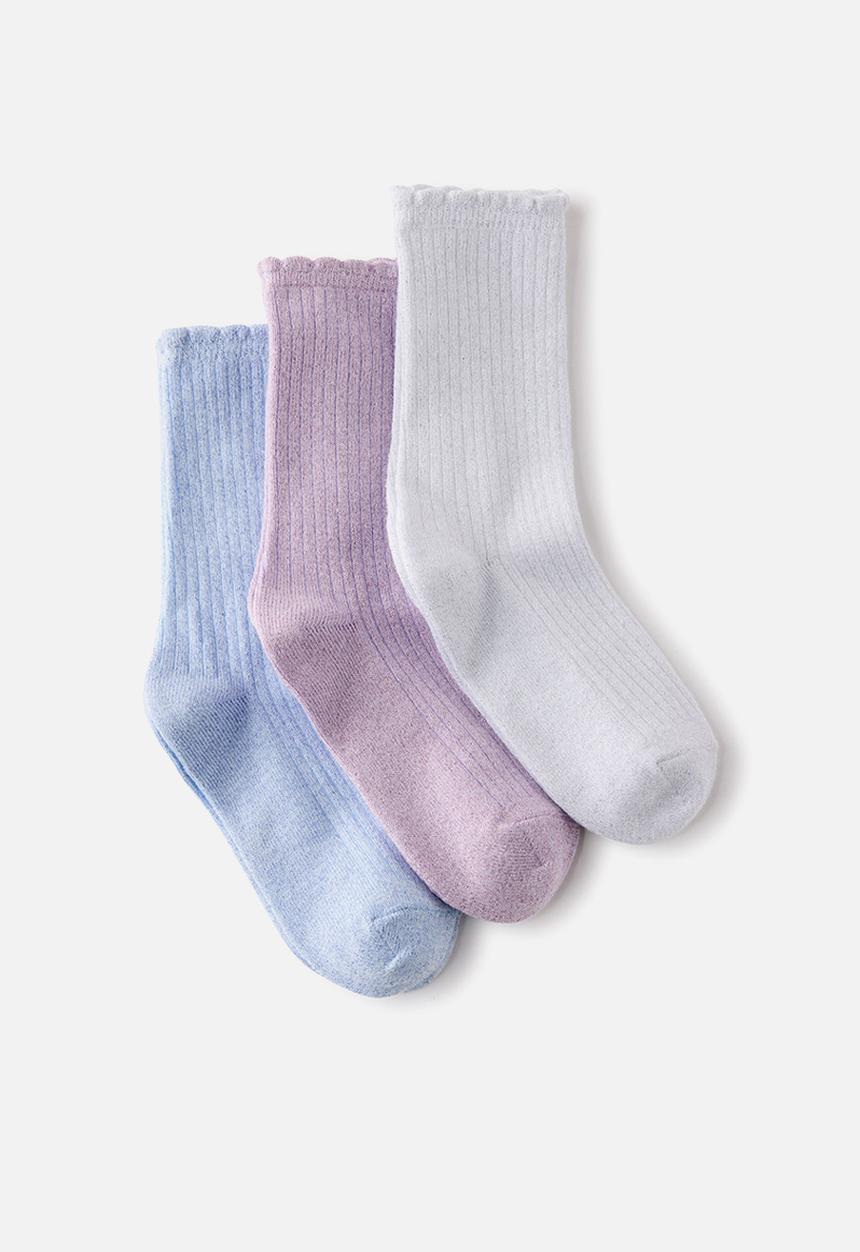 Cotton On - Kids 3Pk Sparkle Socks - Blue Whisper/Lilac Shimmer