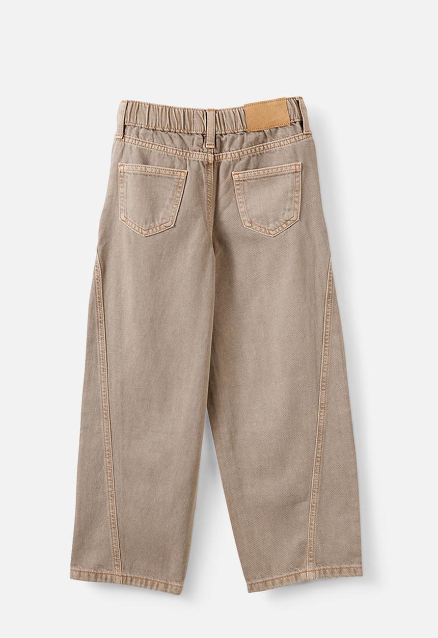 Cotton On - Unisex Super Barrel Leg Denim Jean - Light Manly Mid Grey/Flower Studs