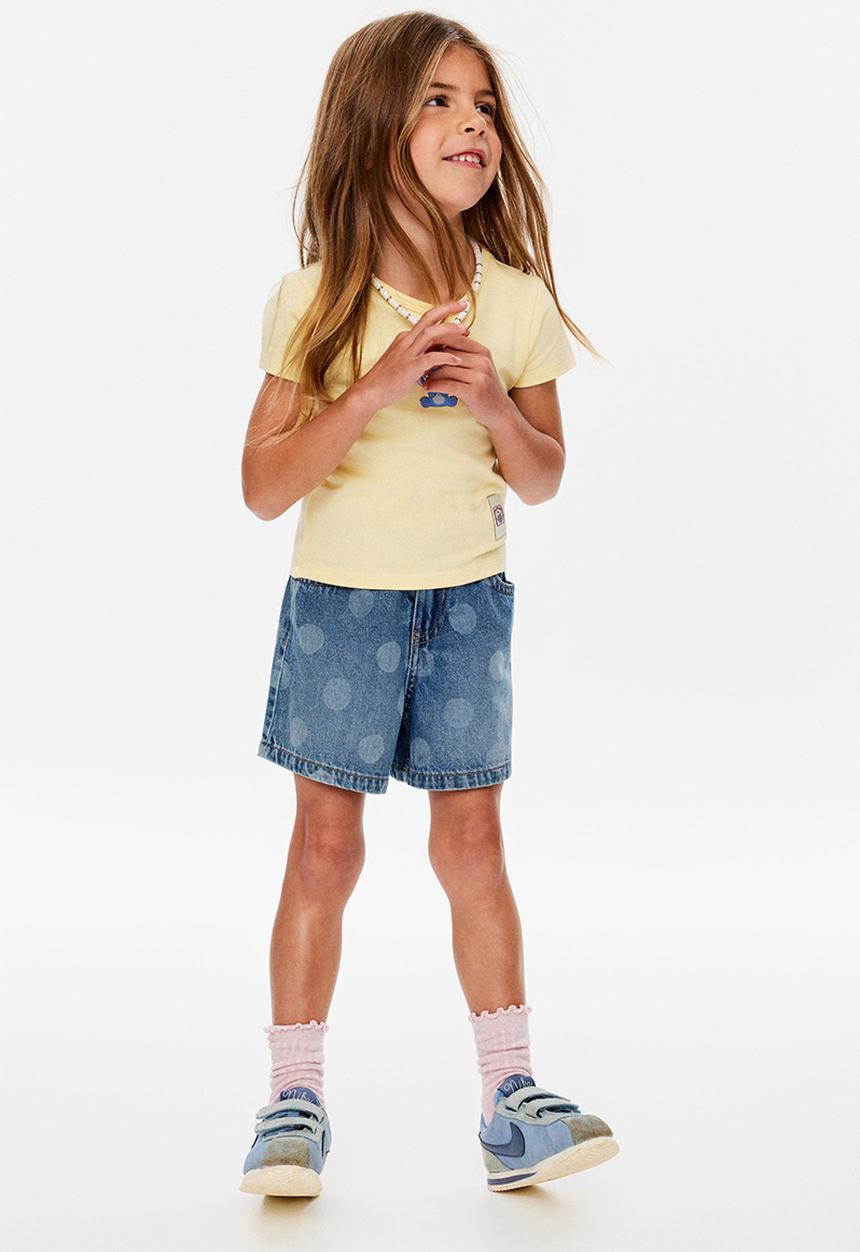 Cotton On - Relaxed Denim Short - Blue Haven Mid Blue/Spots