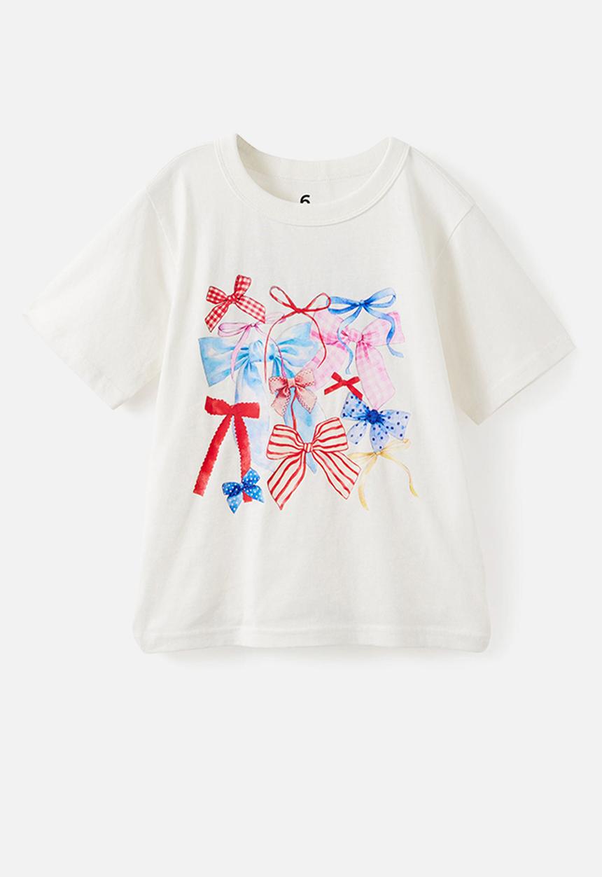 Cotton On - Essential Short Sleeve Graphic Tee - Vanilla/Bows