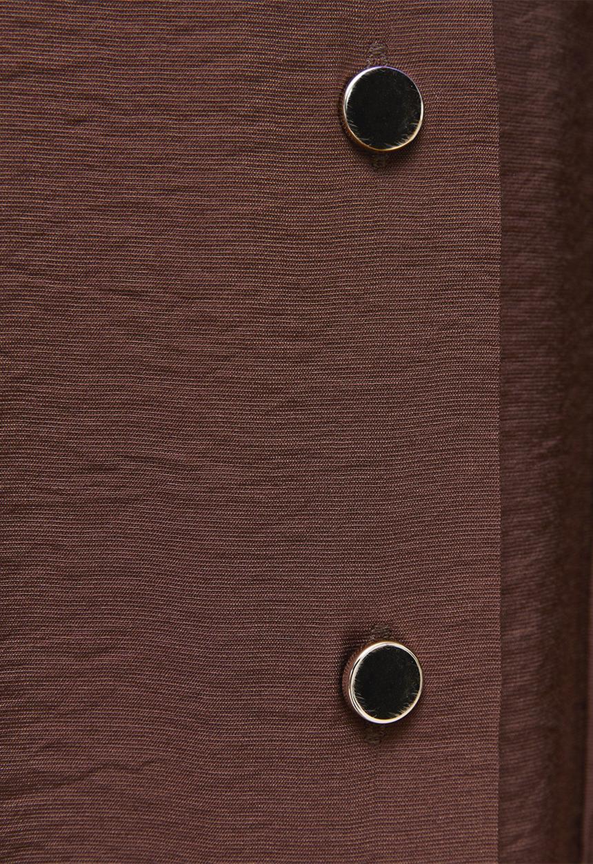 New Look - Jupiter button thru puff midi - Choc
