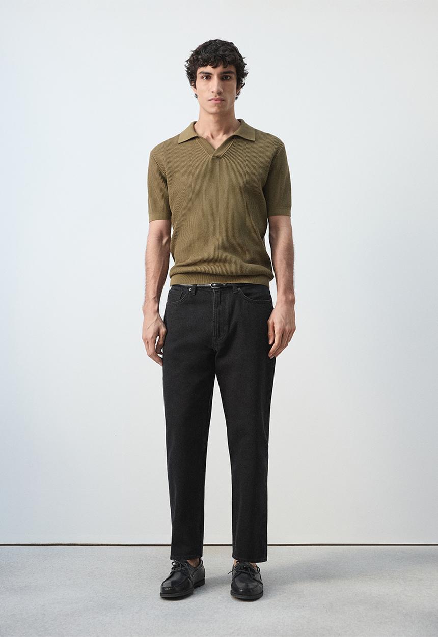 MANGO - Salas 100% cotton knitted polo structure - Beige/Khaki