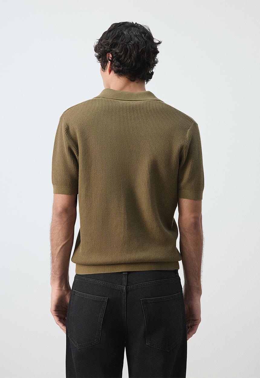 MANGO - Salas 100% cotton knitted polo structure - Beige/Khaki
