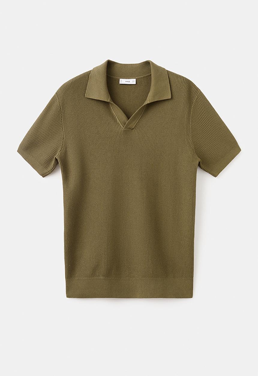 MANGO - Salas 100% cotton knitted polo structure - Beige/Khaki