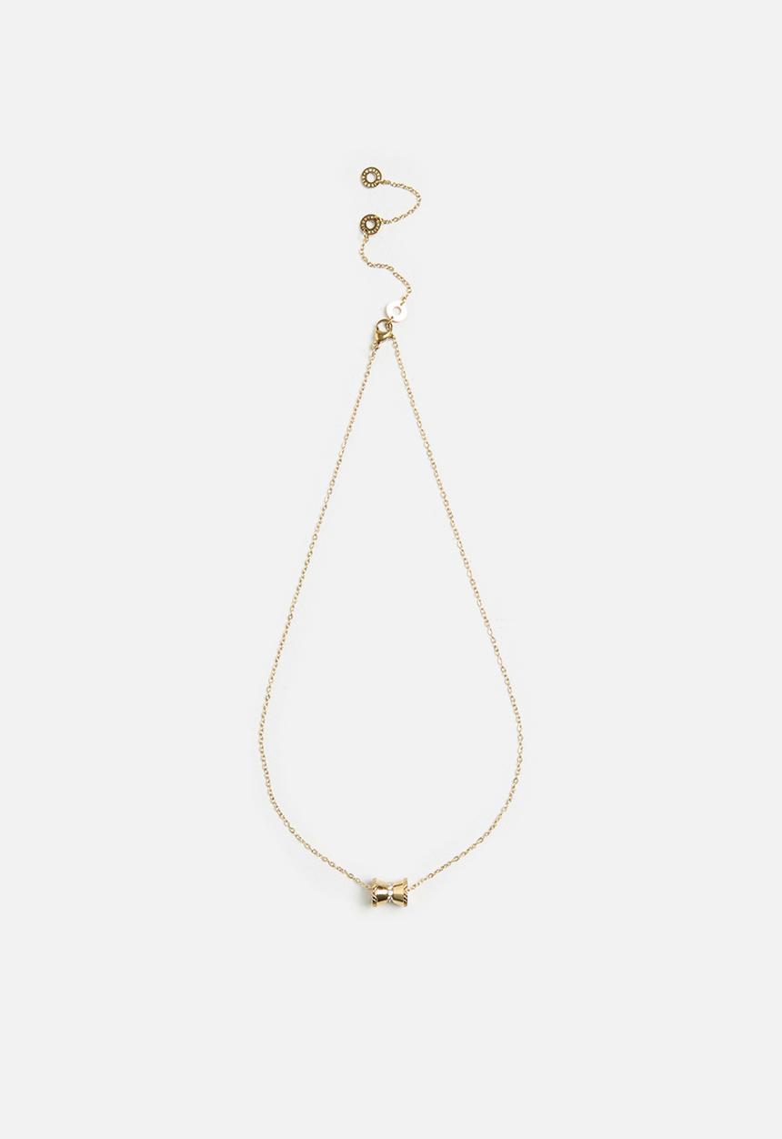 Zoe on Trend - Modern Barrel Pendant Necklace - Gold