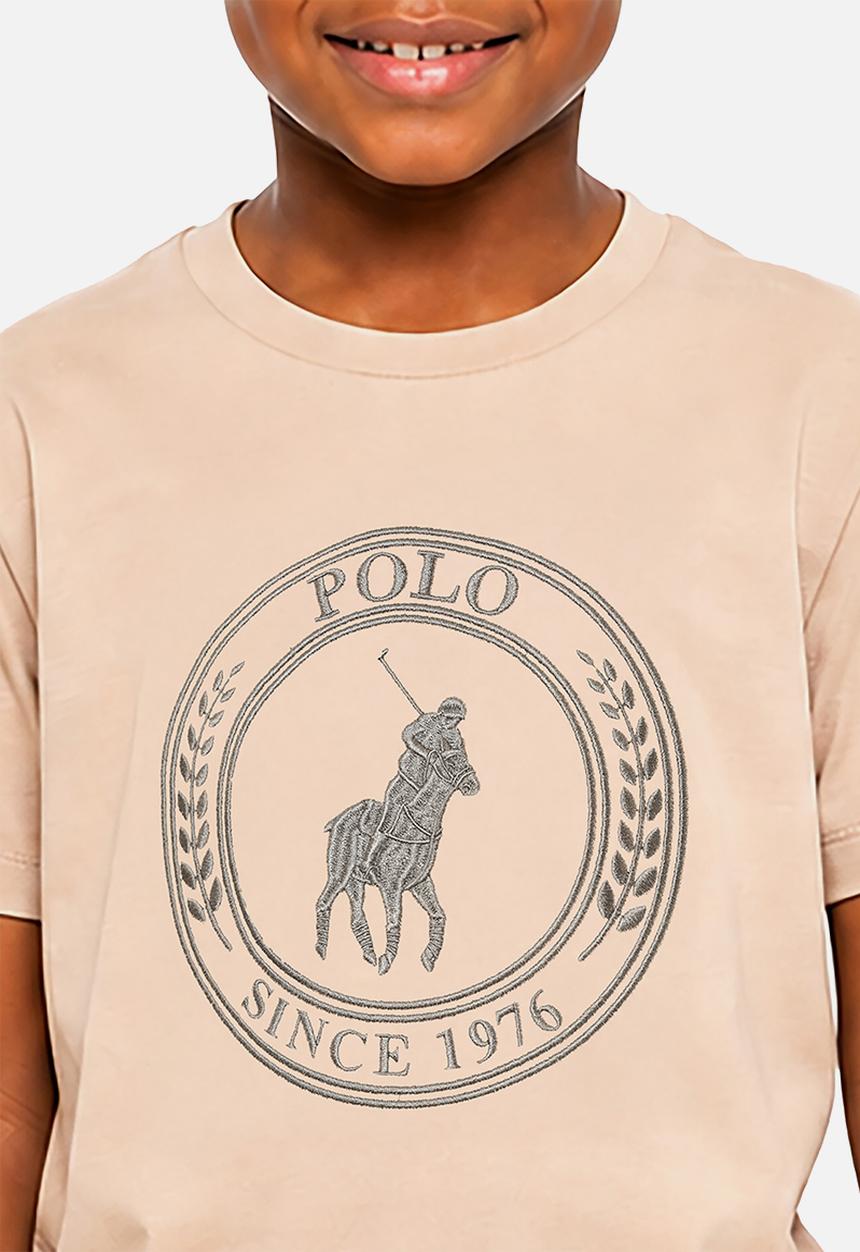 POLO - Boys Logan Crested Ss Tee - Mushroom