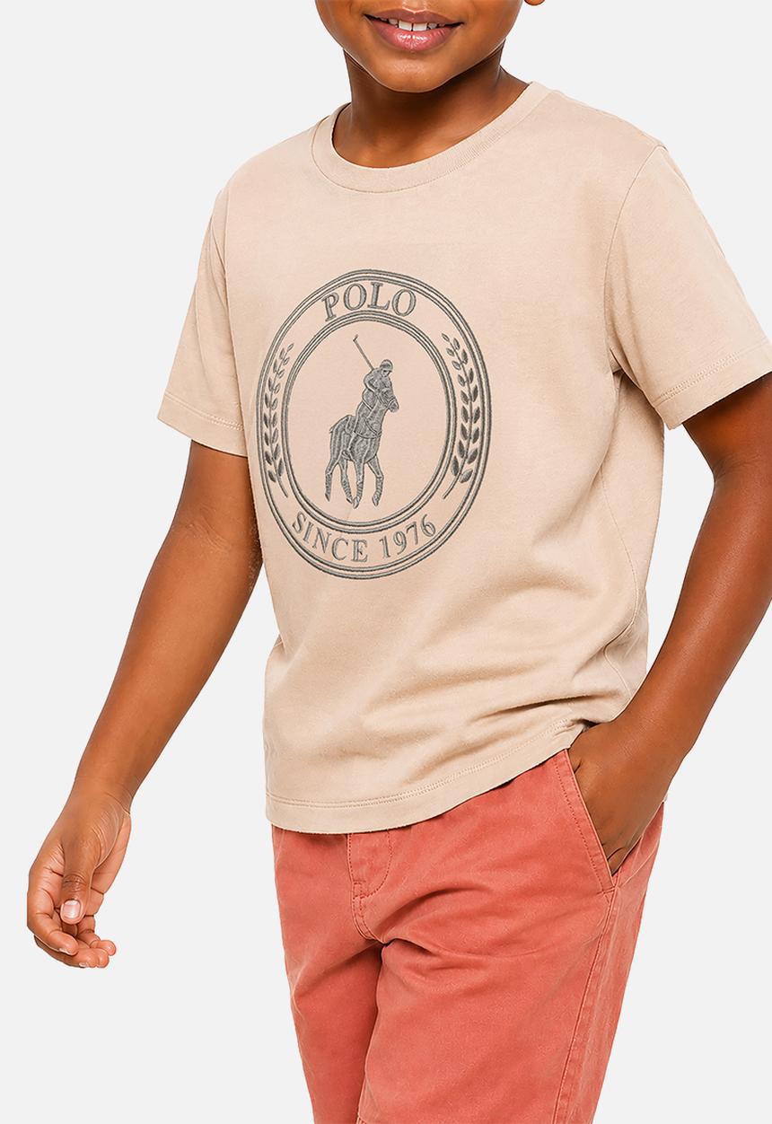 POLO - Boys Logan Crested Ss Tee - Mushroom