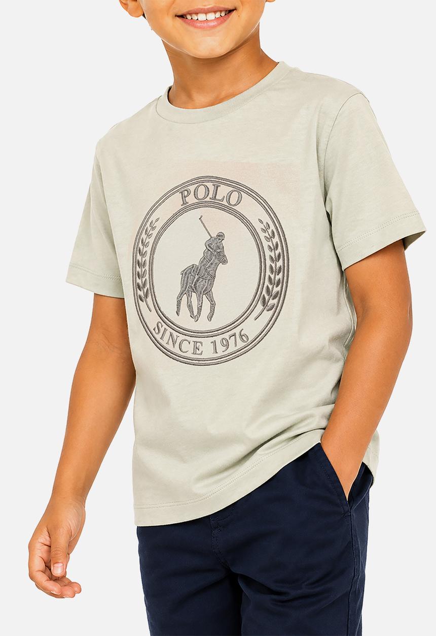 POLO - Boys Logan Crested Ss Tee - Cool Sage