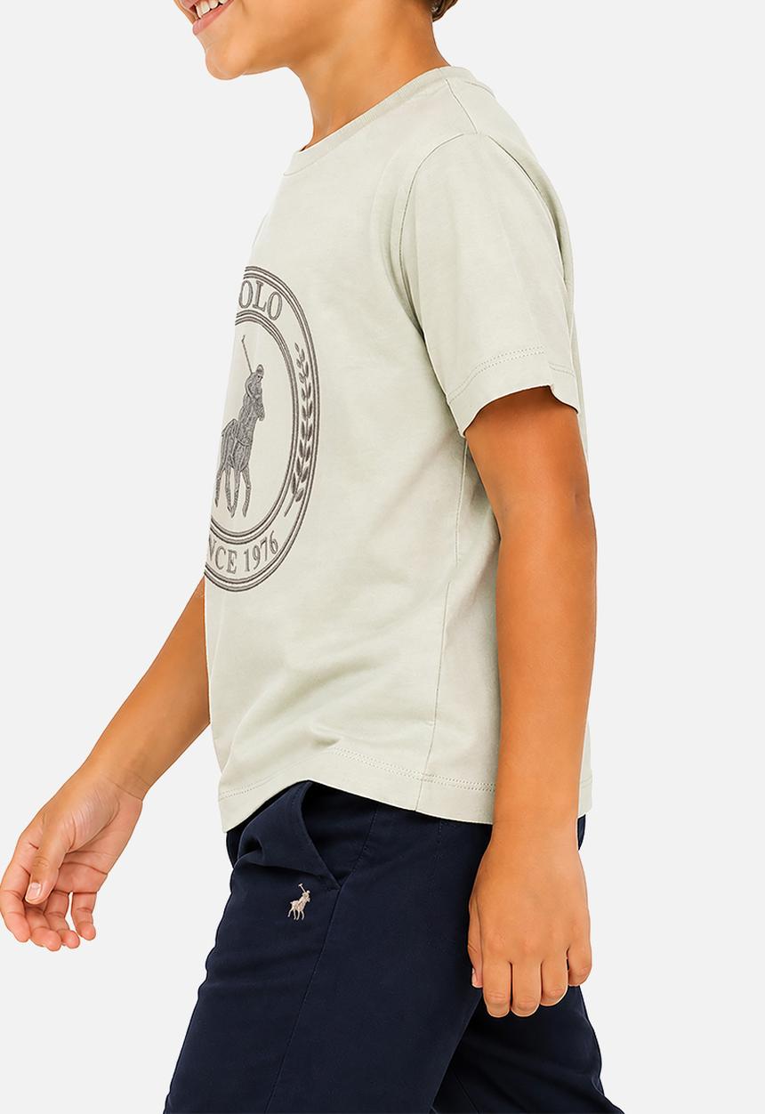 POLO - Boys Logan Crested Ss Tee - Cool Sage