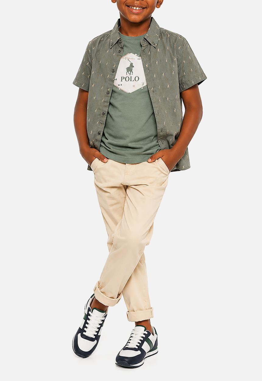 POLO - Boys Patrick Monogram Ss Shirt - Thyme