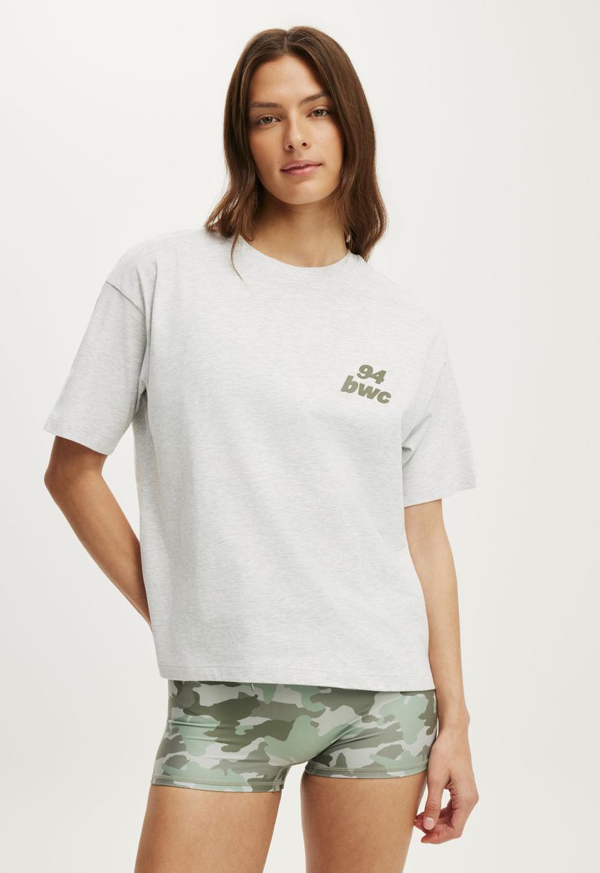 Cotton On - Active Graphic Tee - Light Grey Marle/Cuteility