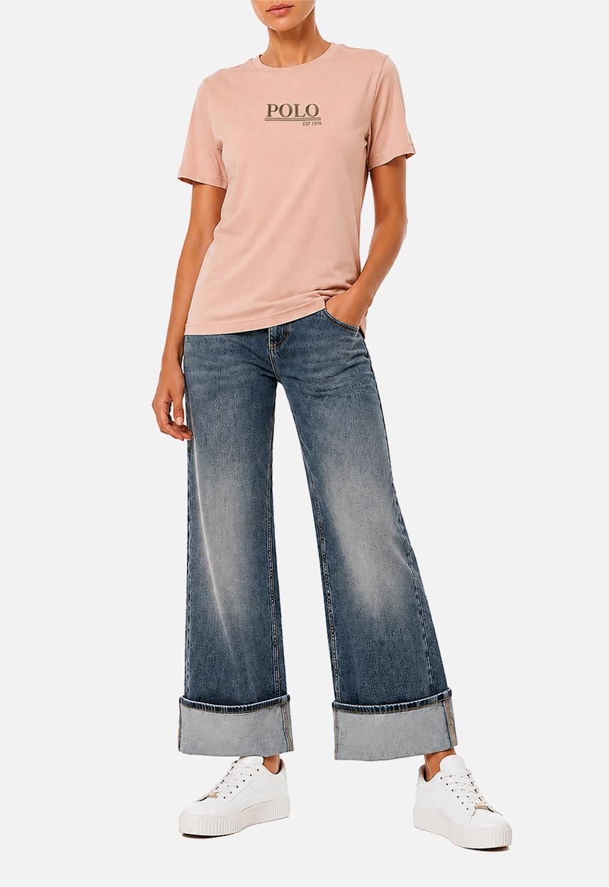 POLO - Wmn Ava Short sleeve Embroidered T-Shirt - Blush