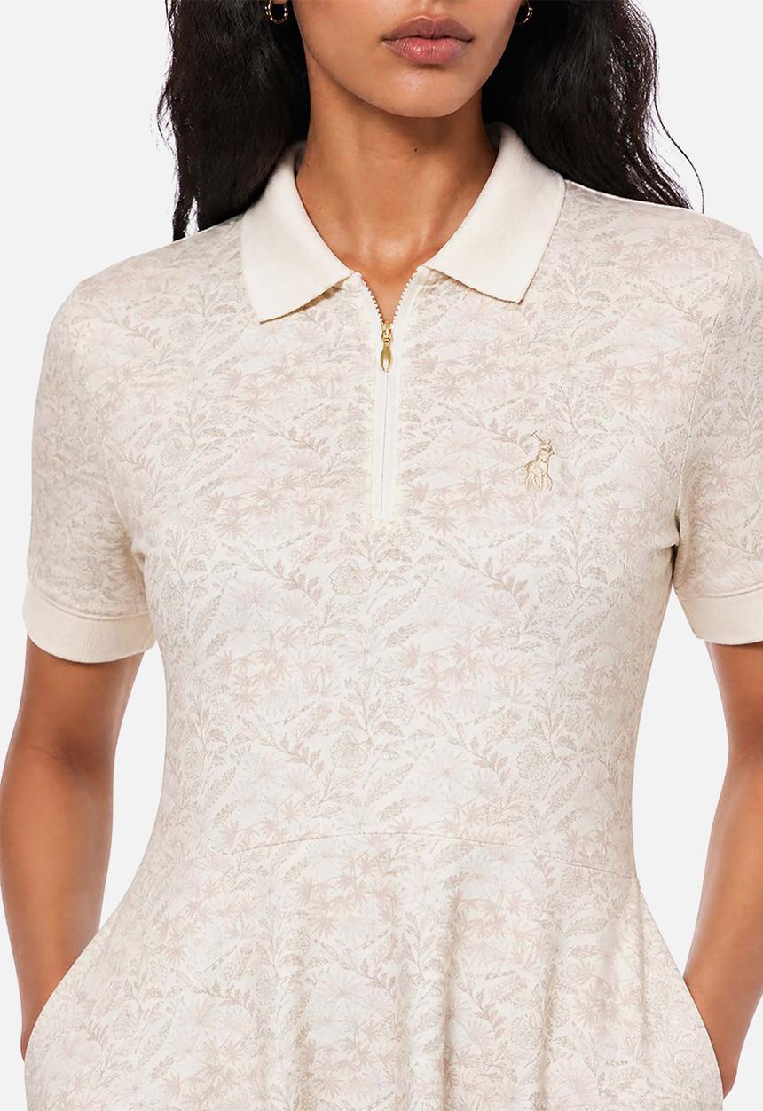 POLO - Wmn Emily Fit & Flare Printed Golfer Dress - beige