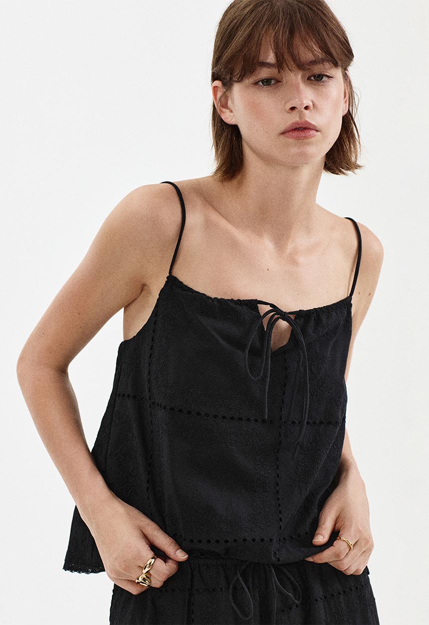 MANGO - Top shola - black
