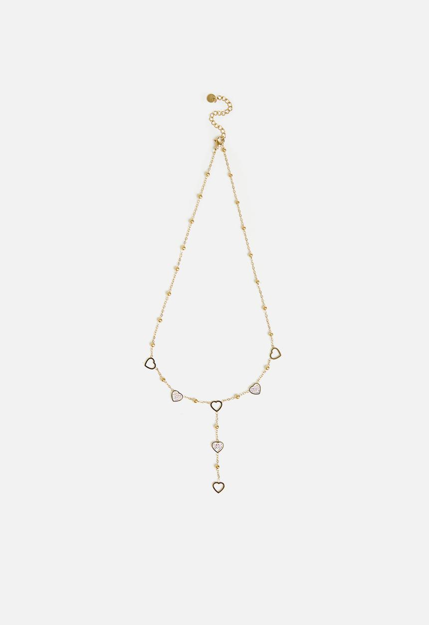 Zoe on Trend - Elegant Heart Lariat Necklace - Gold