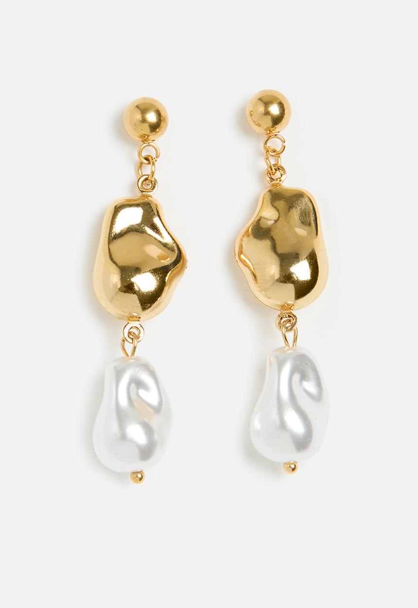 Zoe on Trend - Gold And Pearl Drop-Earrings - Gold