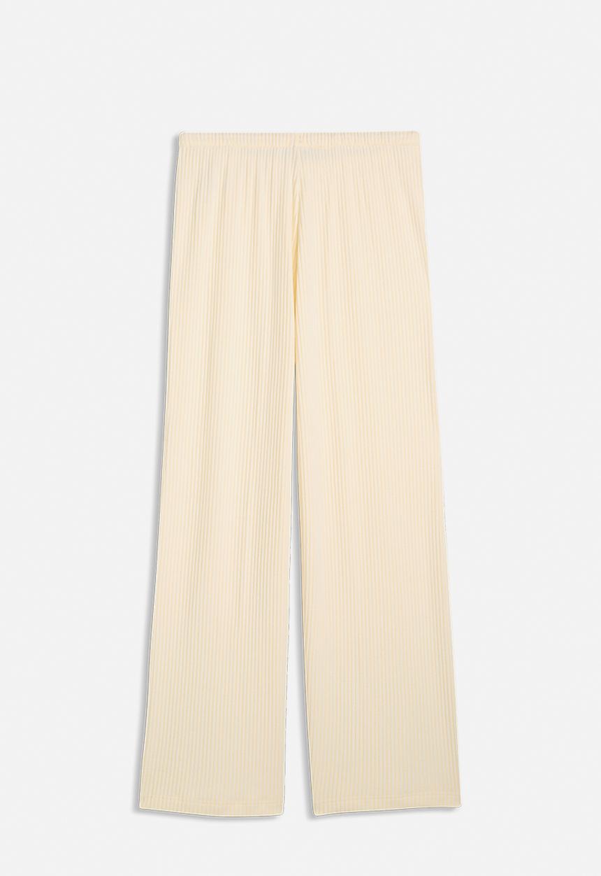 PUMA - Ess Ribbed Wide Leg Soft Touch Pants Op - Buttercream Heather