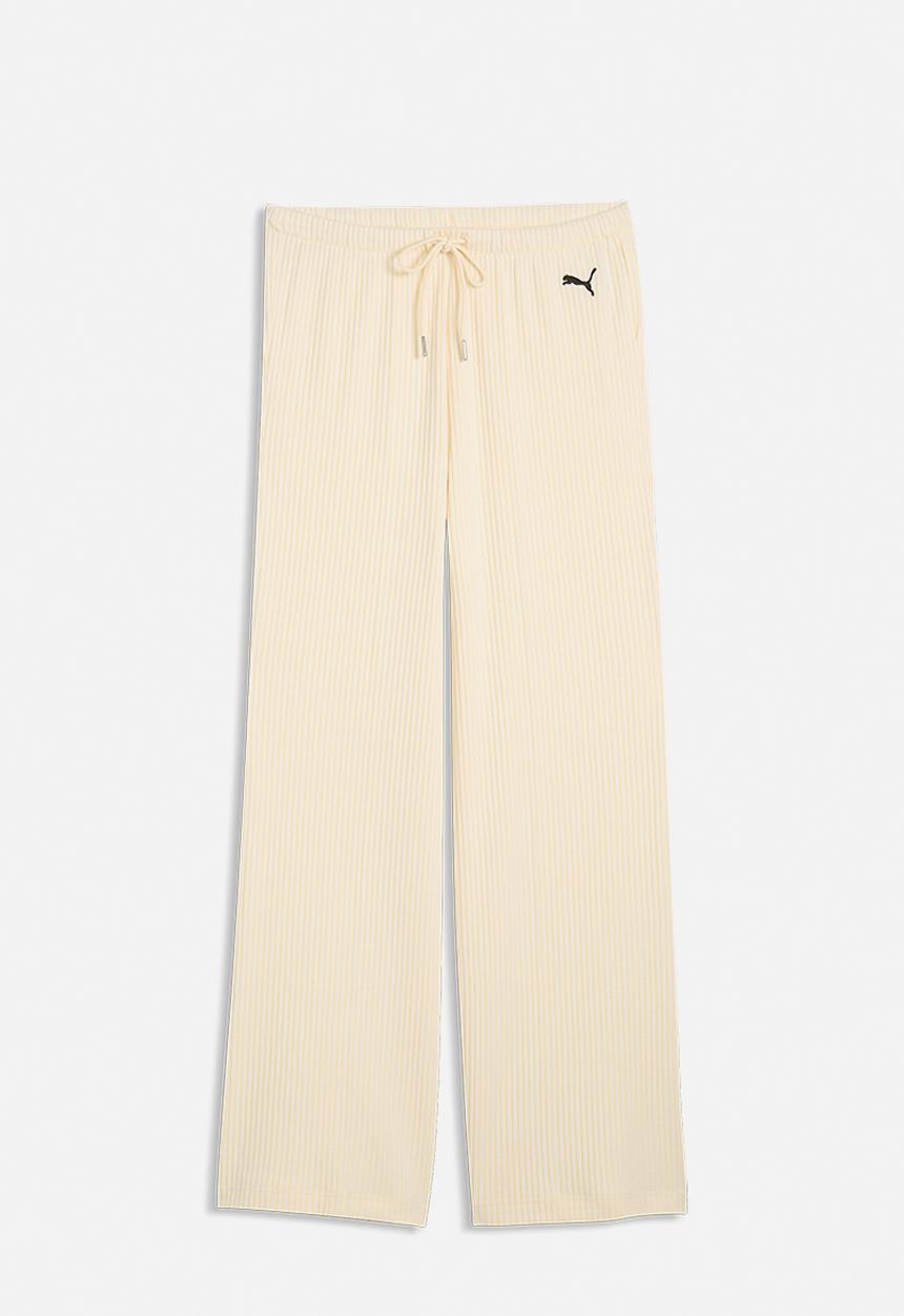 PUMA - Ess Ribbed Wide Leg Soft Touch Pants Op - Buttercream Heather