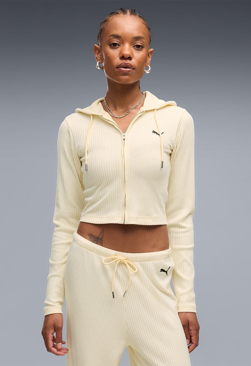 PUMA - Ess Ribbed Full-Zip Soft Touch Hoodie - Buttercream Heather