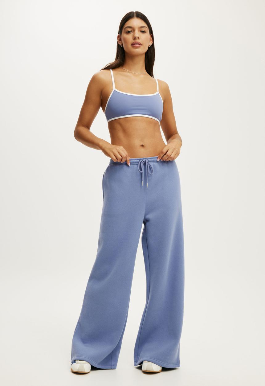 Cotton On - Ultra Soft Double Strap Back Crop - Blue Ice/White